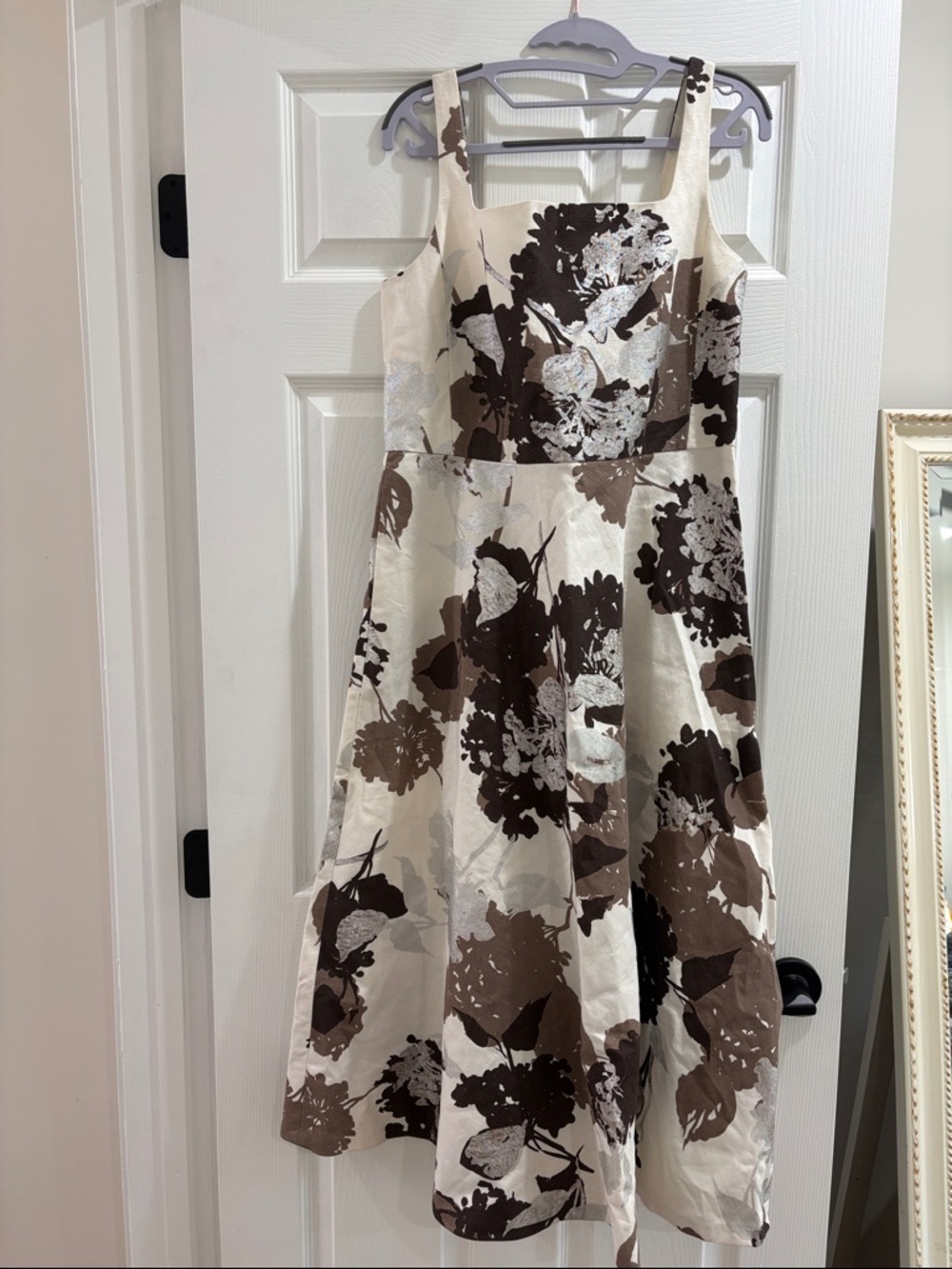 Lafayette 148 New York Arlene Print Midi Dress Size 8 Cotton Linen Blend